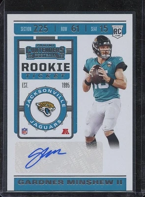 Gardner Minshew II 2019 Contenders Auto Autograph RC Jacksonville Jaguars #186 - Image 1 of 2