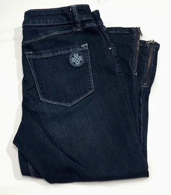 Laurie Felt Silky Ankle Skinny Jeans With Zippers Dark Wash Size M Pull-on - Image 1 of 4
