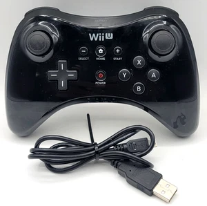 Mando Oficial Nintendo Wii U Pro Negro OEM WUP-005 con Cable de Carga - Imagen 1 de 4