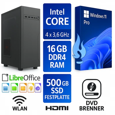 🔥PC Win 11 Office | Intel 4x 3,6 GHZ |  16 GB GB RAM |500 GB | DVD | 4K HDMI 🔥 - Bild 1 von 4
