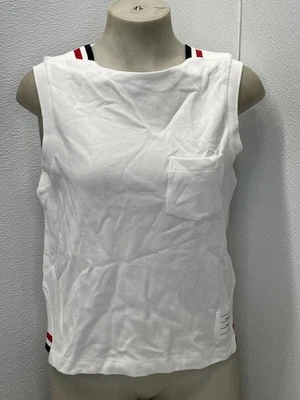 Camiseta para mujer Thom Browne RWB a rayas sin mangas talla 46/US 6 blanca Foto 1 de 4