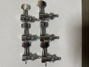 Ibanez Gio Guitar Tuning Pegs 6pcs Chrome Finish Used Damaged - Picture 1 of 8