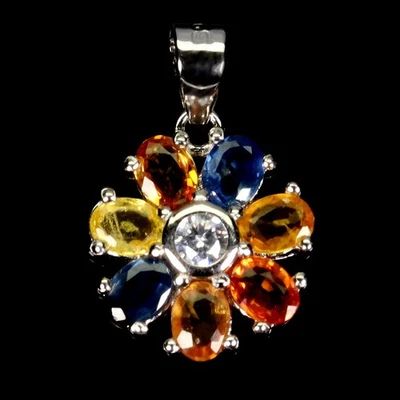 925 Sterling Silver Pendant Oval Sapphire 4x3mm Natural Gemstone Jewelry - Image 1 of 4