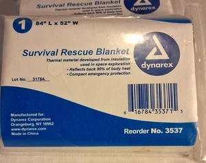 Dynarex Emergency Survival Rescue Blankets 3537,  84" x 52" - Lot of 4 - Picture 1 of 5