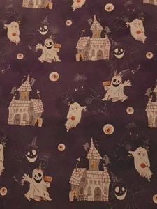 Halloweenstoff mit Geistern , und Hexenhaus  / Reststück - Bild 1 von 1