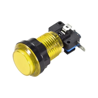 Game Push Button 33.5mm 12V LED Illuminated Switch with Micro switch Yellow 1pcs - Image 1 of 3
