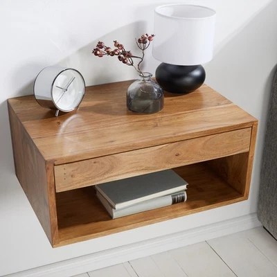 Hängender Nachttisch AMAZONAS - 50cm - braun - Akazie honey finish - Schublade - Bild 1 von 4