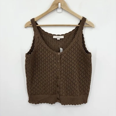 Suéter Top Loft Crochet Grande Marrón Indie Boho Duende Terroso Granola Casa de Campo Foto 1 de 4