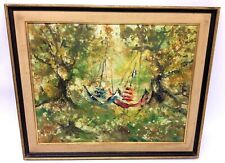 Abstract Green Tree Hammock Forest Impressionist Artwork Oil Painting Art Board