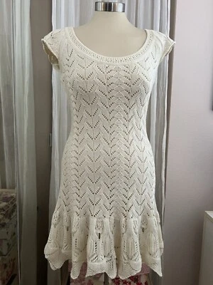 Vestido Moda International Vintage Algodón Crochet Crudo S Foto 1 de 4