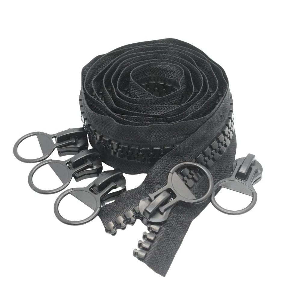 20 Super Large Plastic ZIPPER Black Heavy Duty Zippers Yard BULK Yards 5pcs DIY