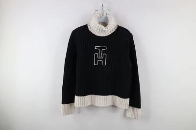 Vtg 90s Tommy Hilfiger Women L Heavyweight Chunky Ribbed Knit Turtleneck Sweater - Image 1 of 4