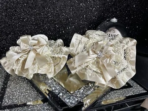 Handmade Girls Show Socks Satin Diamanté cream Ankle Frilly Sock Shop ❤ - Picture 1 of 1