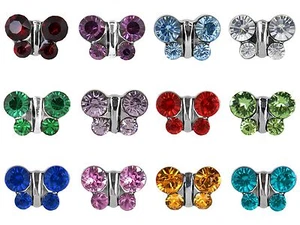 Studex Sensitive 8mm Butterfly Birthstone Crystal Stainless Steel Stud Earrings - Picture 1 of 22