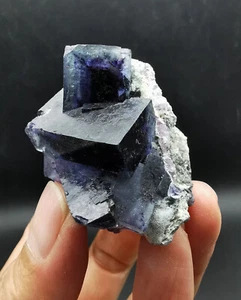 71.6g Natural Transparent Purple Phantom Blue Cube Fluorite Specimen Mongolia - Picture 1 of 12