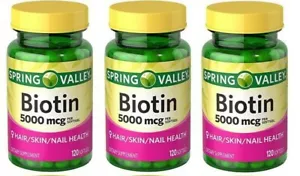 Biotin 5000mcg 3X120=360 Softgel SKIN/HAIR/NAIL Expiration date 2026 Very Fresh - Picture 1 of 8