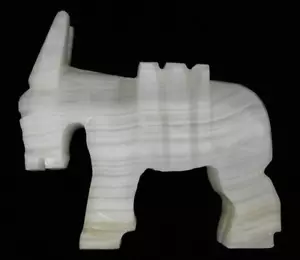 "Vintage geschnitzte weiße Onyx Stein ESEL BUTTER Figur - Mexiko - 4,5"" x 5"" x 1" - Bild 1 von 12