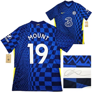 CHELSEA F.C. MASON MOUNT AUTOGRAPHED BLUE NIKE JERSEY L IN SILVER BECKETT 196474 - Picture 1 of 9