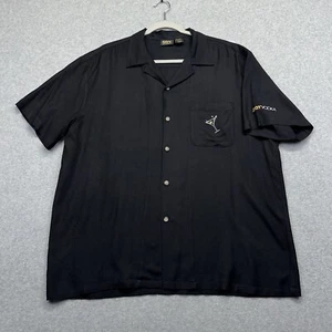 SKYY Vodka Shirt Mens L Black Embroidered Camp Hawaiian Button Up Short Sleeve - Picture 1 of 10