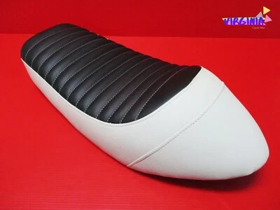 fit YAMAHA SR SR500 SR400  BLACK + WHITE SEAT CAFE STYLE & WHITE STITCH   **VI** - Imagem 1 de 4