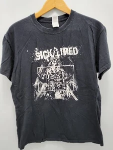 T-shirt fascia malata/stanca uomo M Gildan cotone pesante nero grindcore - Foto 1 di 10