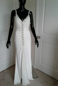 Authentisches Nicole Bakti elfenbeinfarbenes Brautkleid mit Perlen-Schulterträgern. Neu mit Etikett Gr (6) - Bild 1 von 6