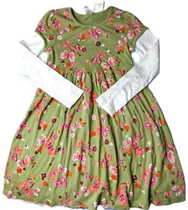 Mädchen Gymboree grün rosa Schmetterling Kleid 9 Neu mit Etikett Baumwolle Strick Langarm Herbst - Bild 1 von 4