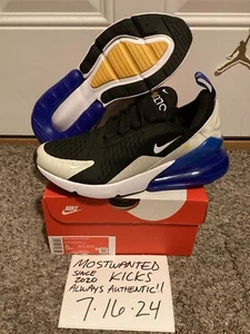 DS 2022 Nike Air Max 270 Black Game Royal Blue Grade School Sz 5Y - Picture 1 of 10
