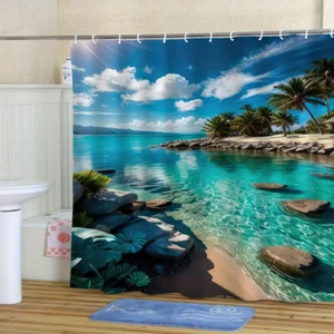 Strand Sea View Sommerurlaub Duschvorhang Badezimmer Polyesterfaser - Bild 1 von 12