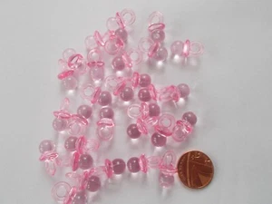 40 PINK TINY DUMMIES BABY SHOWER TABLE SPRINKLES DECORATIONS 1p - Picture 1 of 3
