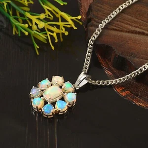 925 Silver Galaxy Opal Blue And Yellow handmade necklace 1182 - Picture 1 of 2