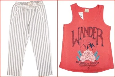 NUEVO CON ETIQUETAS Niñas TALLA 10-12 ROJO Wander Under the Moon TANQUE Y PANTALONES DE PLAYA A RAYAS GRISES Foto 1 de 4