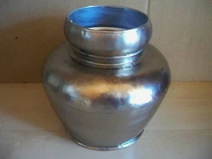 Vase Deko-Objekt Übertopf Silber Metall Rost-Antik-Finish . - Bild 1 von 6