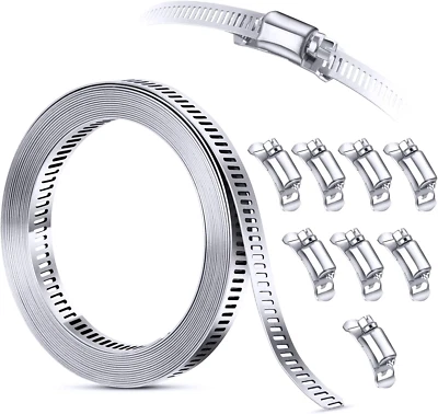 Steelsoft 304 Stainless Steel Hose Clamp Assortment Kit DIY, Cut-To-Fit 12 FT...
