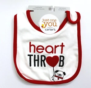 Carter's Just One You Valentinstag bestickt Welpe "Herz THROB" Lätzchen weiß - Bild 1 von 2