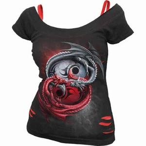 Infinity Dragons - 2in1 Red Ripped Top Black - Bild 1 von 4