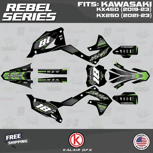 Graphics Kit for Kawasaki KX250 (2021-2024) Rebel - GREEN - Picture 1 of 6