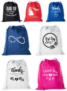 Bolsos de bienvenida de boda reutilizables con cordón mesa top bolsos de agradecimiento invitados de boda - Imagen 1 de 8