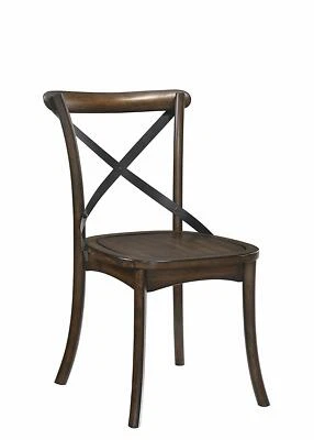 Dark Oak Kaelyn X-shaped Accent Backrest Wooden Seat Dining Side Chair Set of 2 - Image 1 of 4