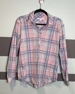 Southern Tide Intercoastal Pastel Plaid Top Women’s Long Sleeve Medium - Picture 1 of 4