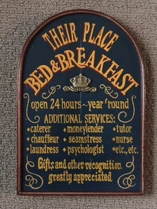 Vintage Their Place Bed & Breakfast Wooden Wall Sign Great For Home Den Office - Picture 1 of 6