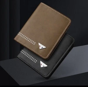 Cartera plegable funcional de cuero para hombre con ventana de identificación portatarjetas bolso delgado - Imagen 1 de 12
