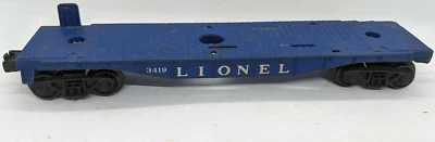 VINTAGE Lionel 3419 BLUE "Double Blade Copter" FLAT CAR FOR PARTS OR RESTORATION - Image 1 of 4