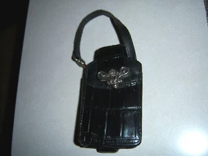 NICE Brighton Cell Phone Case other misc Black Leather Silver Tone Trim - Picture 1 of 8