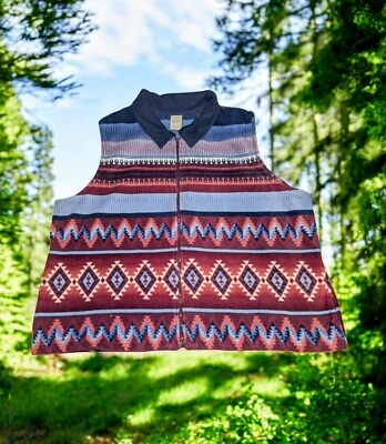 BLAIR Colorful SOUTHWESTERN Burgundy Sweater Vest GEOMETRIC Women's PLUS 3XL - Image 1 of 4
