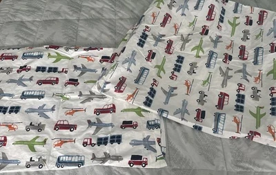 Pottery Barn Kids Transportation Crib Fitted Sheet & Pillow Case Organic Cotton - Image 1 of 4