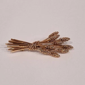 Broche de gavilla vintage paquete de trigo tono dorado prendedor - Imagen 1 de 4