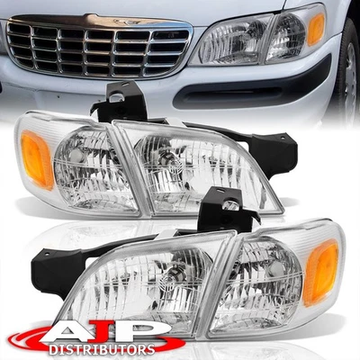 Chrome OE Style Head Lights + Amber Corner Lamps For 1997-2005 Venture Montana Foto 1 de 4