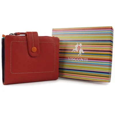 Cartera/cartera plegable doble con pestañas pequeñas suaves de cuero para damas de Visconti; caja de regalo Mimi Foto 1 de 2