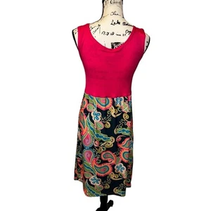 Lolly Wolly Doodle Women's Size XS Paisley Pink Tank Dress In Spring Colors - Picture 1 of 9